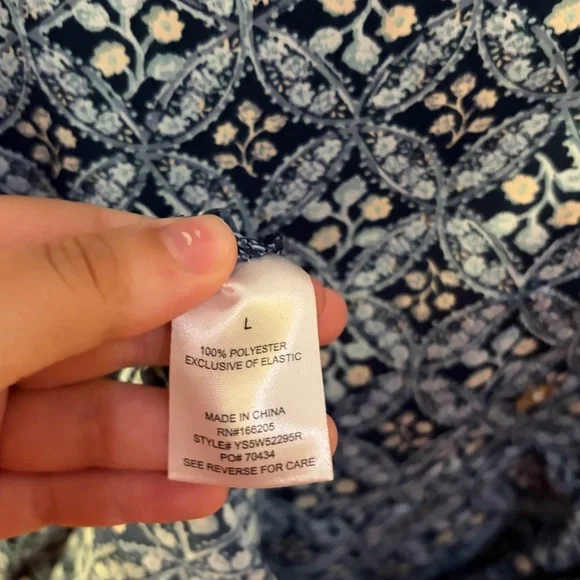 NWT Lucky Brand Navy Patterned Dress Tie Waist - Picture 9 of 9